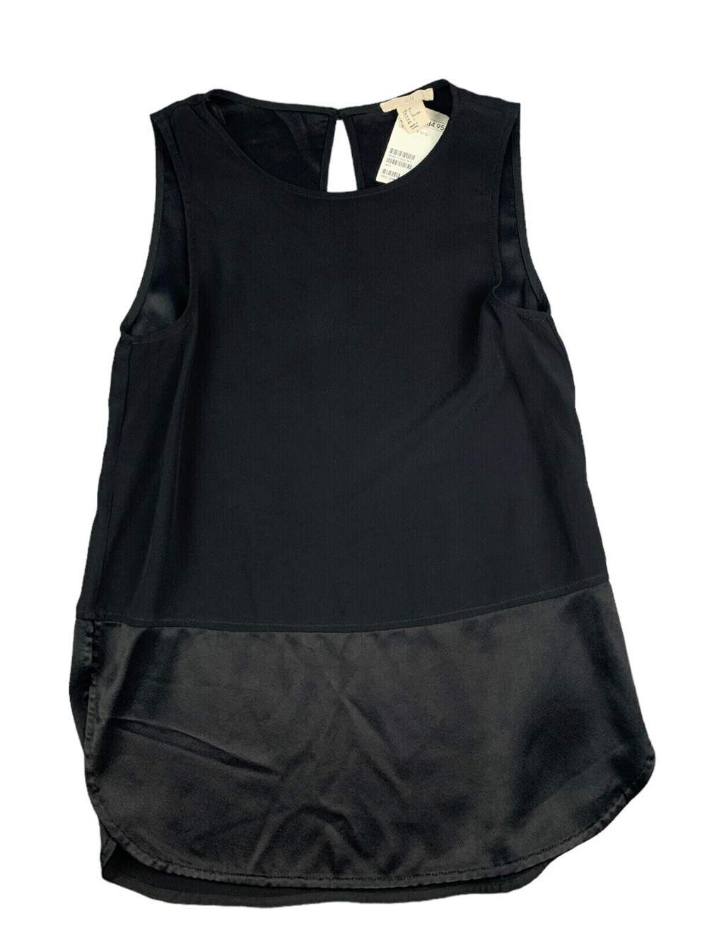 H&M Crew Neck Tank Top, Black Viscose Blouse, Women's Size 2, NEW